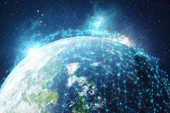 Hintergrund des globalen Netzwerks der Wiedergabe-3D Verbindungs-Linien mit Dots Around Earth Globe Globaler internationaler Zusa lizenzfreie abbildung Hintergrund des globalen Netzwerks der Wiedergabe-3D Verbindungs-Linien mit Dots Around Earth Globe Globaler internationaler Zusa lizenzfreie abbildung
