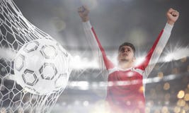 Hintergrund eines Fußballs schießt ein Tor auf dem Netz Wiedergabe 3d lizenzfreie stockfotos Hintergrund eines Fußballs schießt ein Tor auf dem Netz Wiedergabe 3d lizenzfreie stockfotos