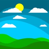 Hintergrundfeld der Karikaturkind s mit der Sonne hinter den Wolken stock abbildung Hintergrundfeld der Karikaturkind s mit der Sonne hinter den Wolken stock abbildung