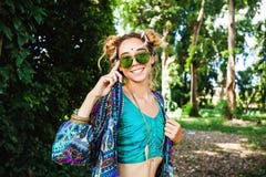 Hippie girl in the forest royalty free stock photo Hippie girl in the forest royalty free stock photo