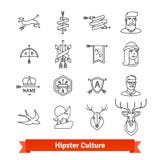Hippie-Nebenkultur Dünne Linie Kunstikonen eingestellt vektor abbildung Hippie-Nebenkultur Dünne Linie Kunstikonen eingestellt vektor abbildung