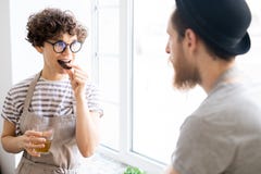 Hipster waitress having lunch break with colleague royalty free stock image Hipster waitress having lunch break with colleague royalty free stock image