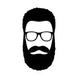 Hipstermansymbol Frisyr, skägg och exponeringsglas i plan stil vektor illustrationer Hipstermansymbol Frisyr, skägg och exponeringsglas i plan stil vektor illustrationer