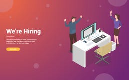 Hire or hiring designer or graphic design concept with empty desk and chair for website or web template landing design - vector royalty free illustration Hire or hiring designer or graphic design concept with empty desk and chair for website or web template landing design - vector royalty free illustration