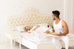 https://thumbs.dreamstime.com/t/hispanic-man-bring-breakfast-to-sleeping-woman-morning-tray-red-rose-flower-young-couple-lovers-bedroom-80381440.jpg