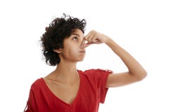 Hispanic young woman holding breath royalty free stock images Hispanic young woman holding breath royalty free stock images