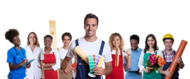 Hispanischer Maler mit großer Gruppe anderen International appren stockfotos Hispanischer Maler mit großer Gruppe anderen International appren stockfotos