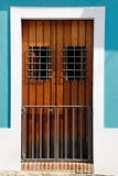 Historic Old San Juan Brown Door, Aqua Blue Walls Royalty Free Stock Images Historic Old San Juan Brown Door, Aqua Blue Walls Royalty Free Stock Images