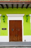 Historic Old San Juan - Green Walls Brown Door Stock Image Historic Old San Juan - Green Walls Brown Door Stock Image