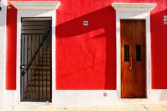Historic Old San Juan - Red Walls, Doors, Stairs Royalty Free Stock Images Historic Old San Juan - Red Walls, Doors, Stairs Royalty Free Stock Images