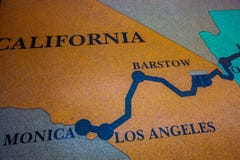 Historic route 66 map made from mosaic/ Mosaic floor with map design stock image Historic route 66 map made from mosaic/ Mosaic floor with map design stock image
