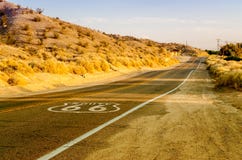 Historic Route 66 with Pavement Sign in California stock photos Historic Route 66 with Pavement Sign in California stock photos
