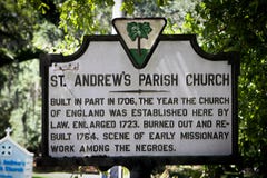 Historic sign for St. Andrew's Parish Church Stock Photos Historic sign for St. Andrew's Parish Church Stock Photos