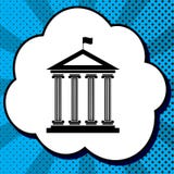 Historical building with flag. Vector. Black icon in bubble on b vector illustration Historical building with flag. Vector. Black icon in bubble on b vector illustration