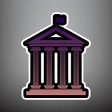 Historical building with flag. Vector. Violet gradient icon with royalty free illustration Historical building with flag. Vector. Violet gradient icon with royalty free illustration