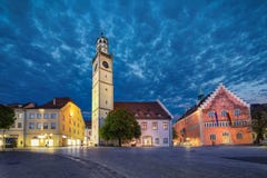 Historical landmarks of Ravensburg in the evening, Germany