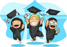 Historieta de la graduación de la Escuela-Universidad stock de ilustración Historieta de la graduación de la Escuela-Universidad stock de ilustración