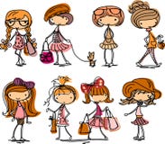 Historieta de la muchacha de la manera ilustración del vector Historieta de la muchacha de la manera ilustración del vector