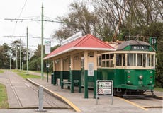 Historisk spårväg på museet av transport, Auckland royaltyfria foton Historisk spårväg på museet av transport, Auckland royaltyfria foton