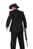 Hitman con una foto retro presa della pistola su bianco Immagine Stock Hitman con una foto retro presa della pistola su bianco Immagine Stock