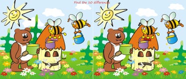 Hive And Bear-find 10 Differences Royalty Free Stock Image