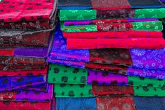 Hmong traditional fabrics on a market stall in Ha Giang Province, Northern Vietnam stock images Hmong traditional fabrics on a market stall in Ha Giang Province, Northern Vietnam stock images