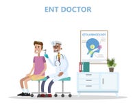 HNOdoktor, der Ohr des Patienten überprüft vektor abbildung HNOdoktor, der Ohr des Patienten überprüft vektor abbildung