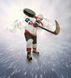 Hockey player gives powerful pass stock image Hockey player gives powerful pass stock image