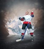 Hockey player portrait on abstract ice background Stock Images Hockey player portrait on abstract ice background Stock Images