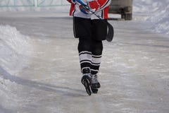 Hockey player with stick on the ice. stock photography Hockey player with stick on the ice. stock photography