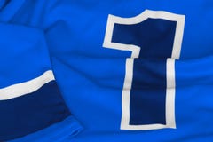 Hockeystrickjacke dunkelblau mit Nummer Eins Stockfoto Hockeystrickjacke dunkelblau mit Nummer Eins Stockfoto