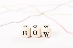 HOE woord met houten kubussen wordt geschreven die stock foto HOE woord met houten kubussen wordt geschreven die stock foto