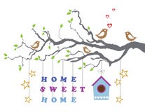 Hogar dulce casero mover-en tarjeta de felicitación de la nueva casa stock de ilustración Hogar dulce casero mover-en tarjeta de felicitación de la nueva casa stock de ilustración