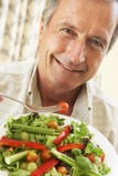 Hogere Mens die een Gezonde Salade eet royalty-vrije stock foto Hogere Mens die een Gezonde Salade eet royalty-vrije stock foto