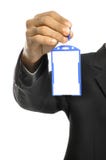 Holding Blank Name Tag Stock Image Holding Blank Name Tag Stock Image