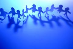Holding hands. Small paper people hold hands in a row Holding hands. Small paper people hold hands in a row