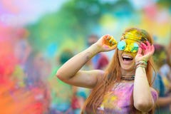 Holi malował dziewczyny obraz stock Holi malował dziewczyny obraz stock
