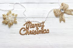 Holiday decorations and inscription: Merry Christmas royalty free stock image Holiday decorations and inscription: Merry Christmas royalty free stock image