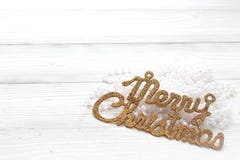 Holiday decorations and inscription: Merry Christmas on white stock photos Holiday decorations and inscription: Merry Christmas on white stock photos