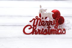 Holiday decorations and inscription: Merry Christmas royalty free stock photography Holiday decorations and inscription: Merry Christmas royalty free stock photography