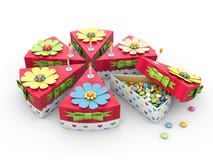 Holiday triangle Cardboard Cake or pie Box, Packaging For Food, Gift Or Other Products 3d Illustration vector illustration Holiday triangle Cardboard Cake or pie Box, Packaging For Food, Gift Or Other Products 3d Illustration vector illustration