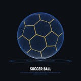 Hologramme de Digital de ballon de football avec des éléments de hud le football futuriste Maille de Wireframe de ballon de footb Photographie stock libre de droits Hologramme de Digital de ballon de football avec des éléments de hud le football futuriste Maille de Wireframe de ballon de footb Photographie stock libre de droits