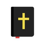Holy Bible. Christian book of sacred texts. Religious literature. Religion traditions of Orthodox church. Icon in flat royalty free illustration Holy Bible. Christian book of sacred texts. Religious literature. Religion traditions of Orthodox church. Icon in flat royalty free illustration