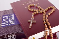 Holy Bible With Rosary On Pile Of Old Books Royalty Free Stock Photo Holy Bible With Rosary On Pile Of Old Books Royalty Free Stock Photo