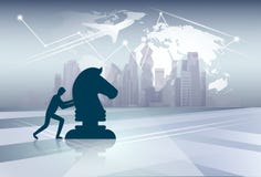 Hombre de negocios de la silueta que empuja el concepto de Cess Figure New Idea Strategy sobre fondo del mapa del mundo ilustración del vector Hombre de negocios de la silueta que empuja el concepto de Cess Figure New Idea Strategy sobre fondo del mapa del mundo ilustración del vector