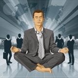 Hombre de negocios del vector en Lotus Pose Meditating stock de ilustración Hombre de negocios del vector en Lotus Pose Meditating stock de ilustración