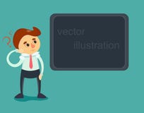 Hombre de negocios desconcertado cerca de la pizarra stock de ilustración Hombre de negocios desconcertado cerca de la pizarra stock de ilustración