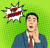 Hombre del arte pop que dice secreto stock de ilustración Hombre del arte pop que dice secreto stock de ilustración