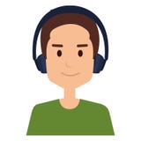 Hombre joven con los auriculares stock de ilustración Hombre joven con los auriculares stock de ilustración