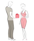 Hombre joven y mujer una fecha E Lazo feliz ilustración del vector Hombre joven y mujer una fecha E Lazo feliz ilustración del vector